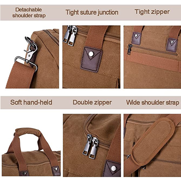 NEW! Leather Ashpel Weekender Travel Tote - Picture 4 of 7